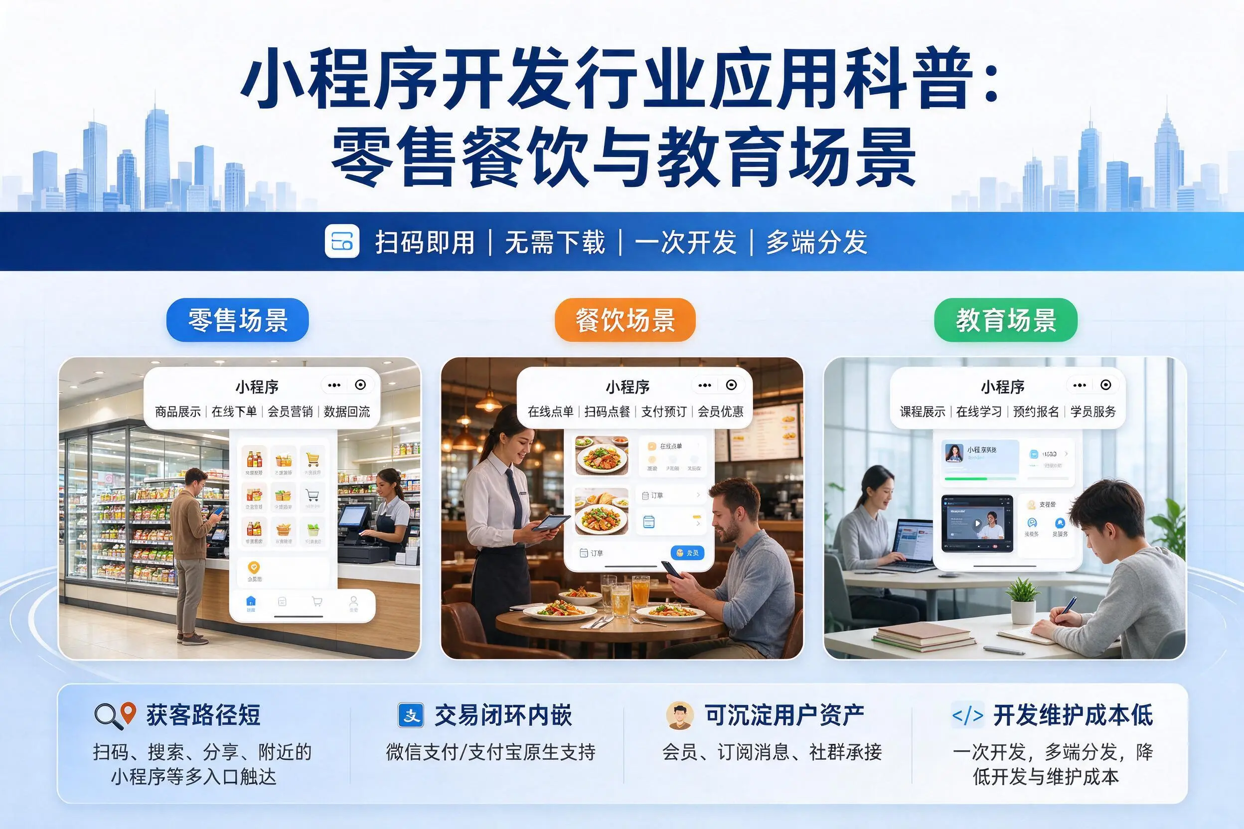 万宁小程序开发行业应用科普:零售餐饮与教育场景