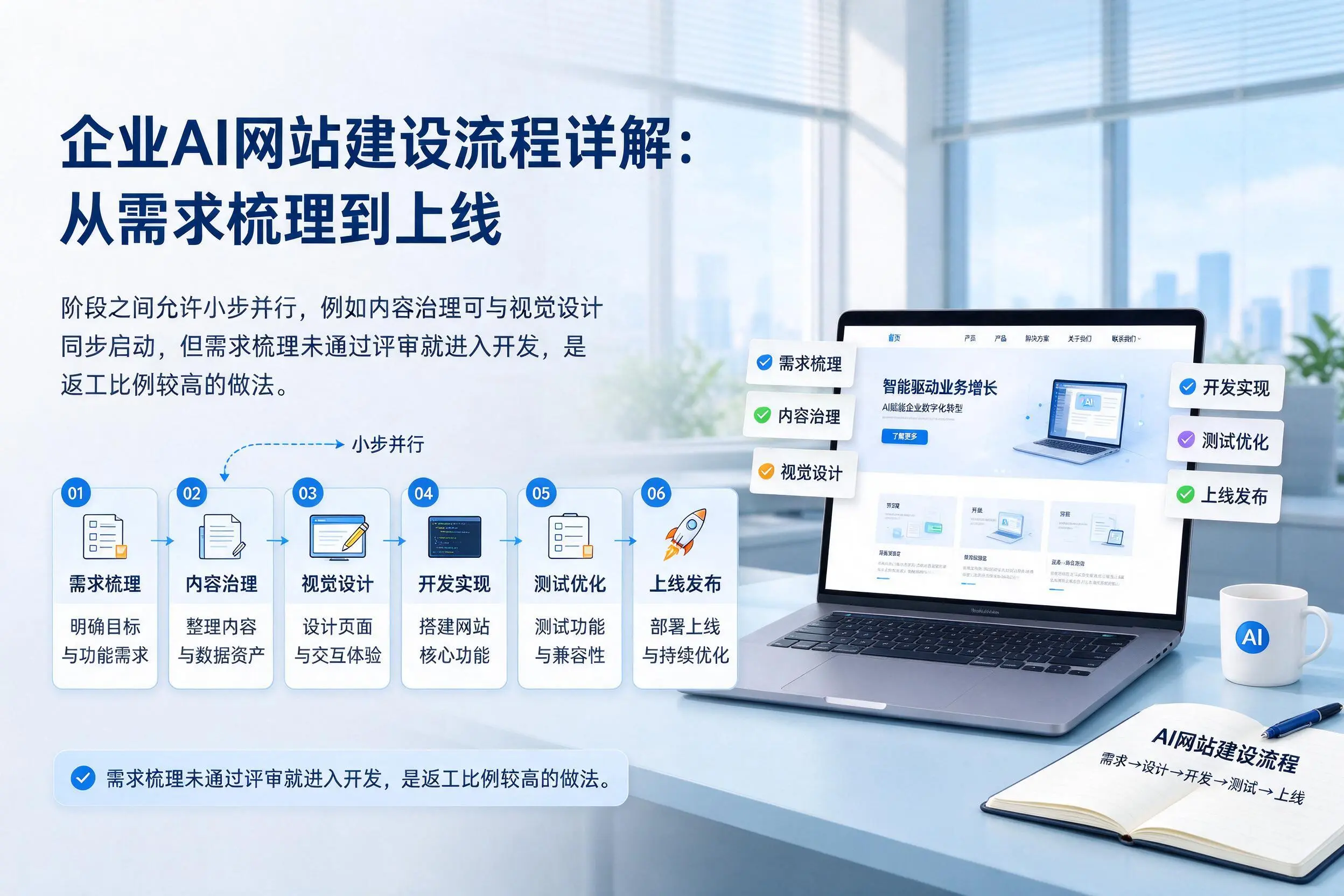 万宁企业AI网站建设流程详解:从需求梳理到上线