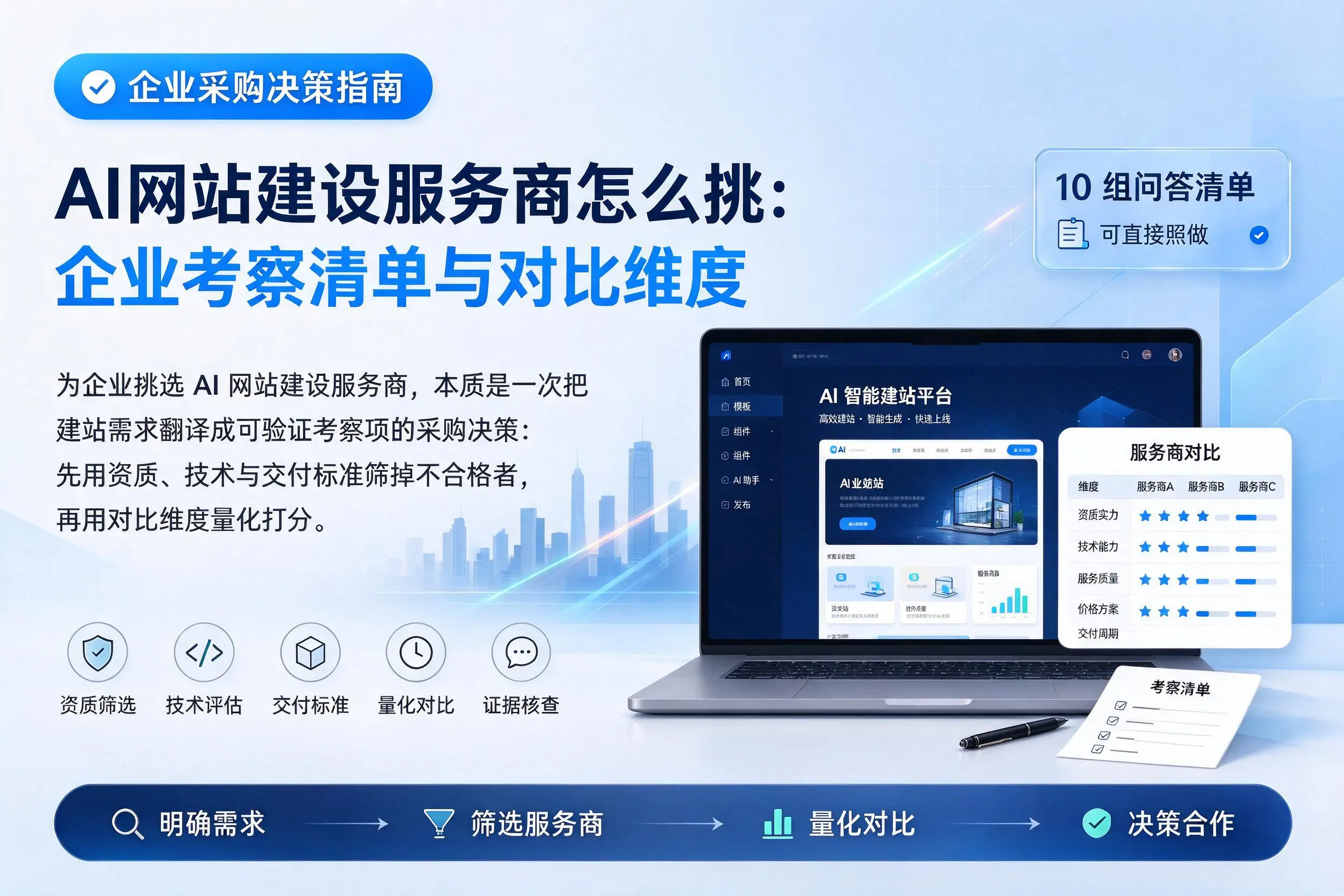 AI网站建设服务商怎么挑:万宁企业考察清单与对比维度
