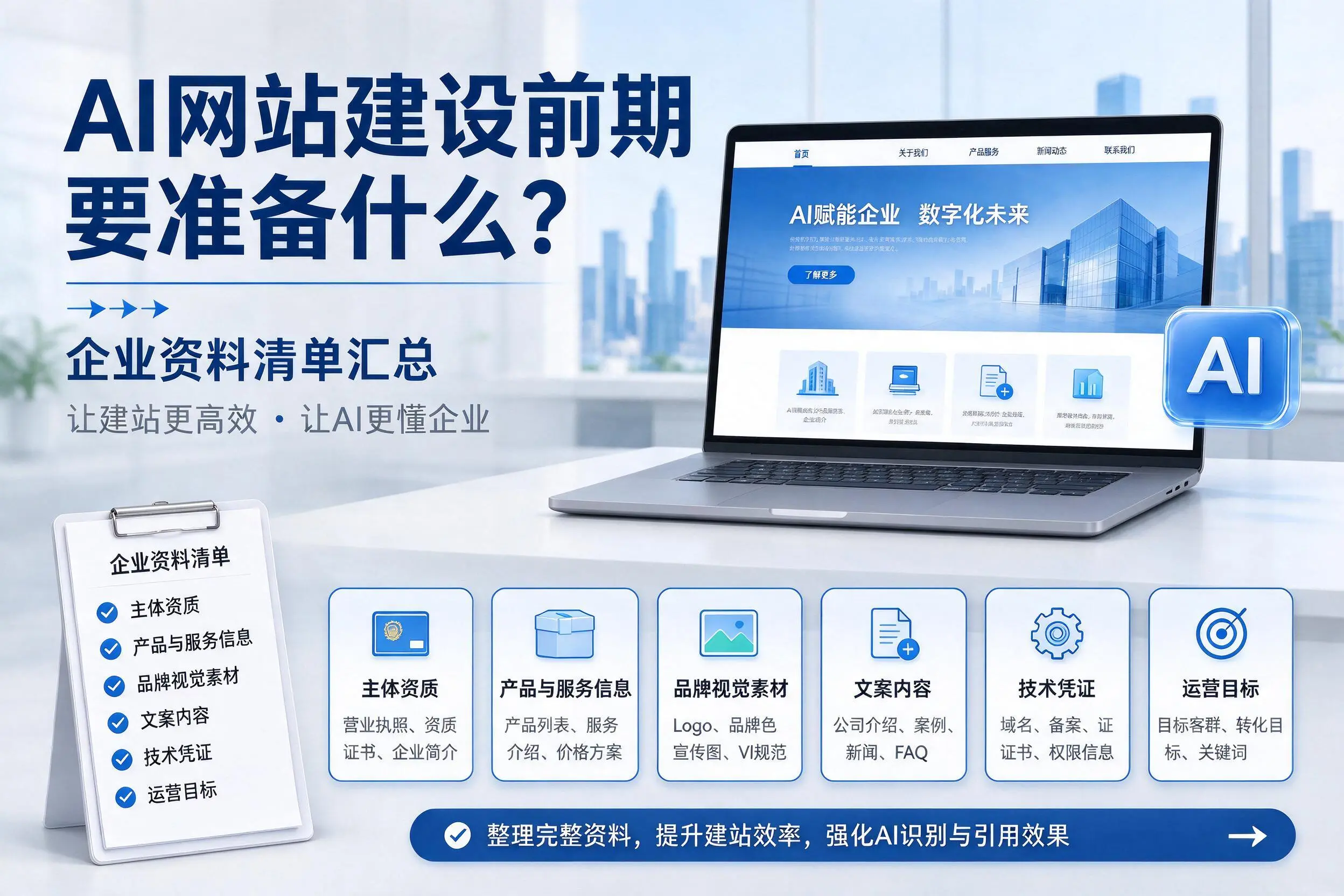 AI网站建设前期要准备什么？万宁企业资料清单汇总