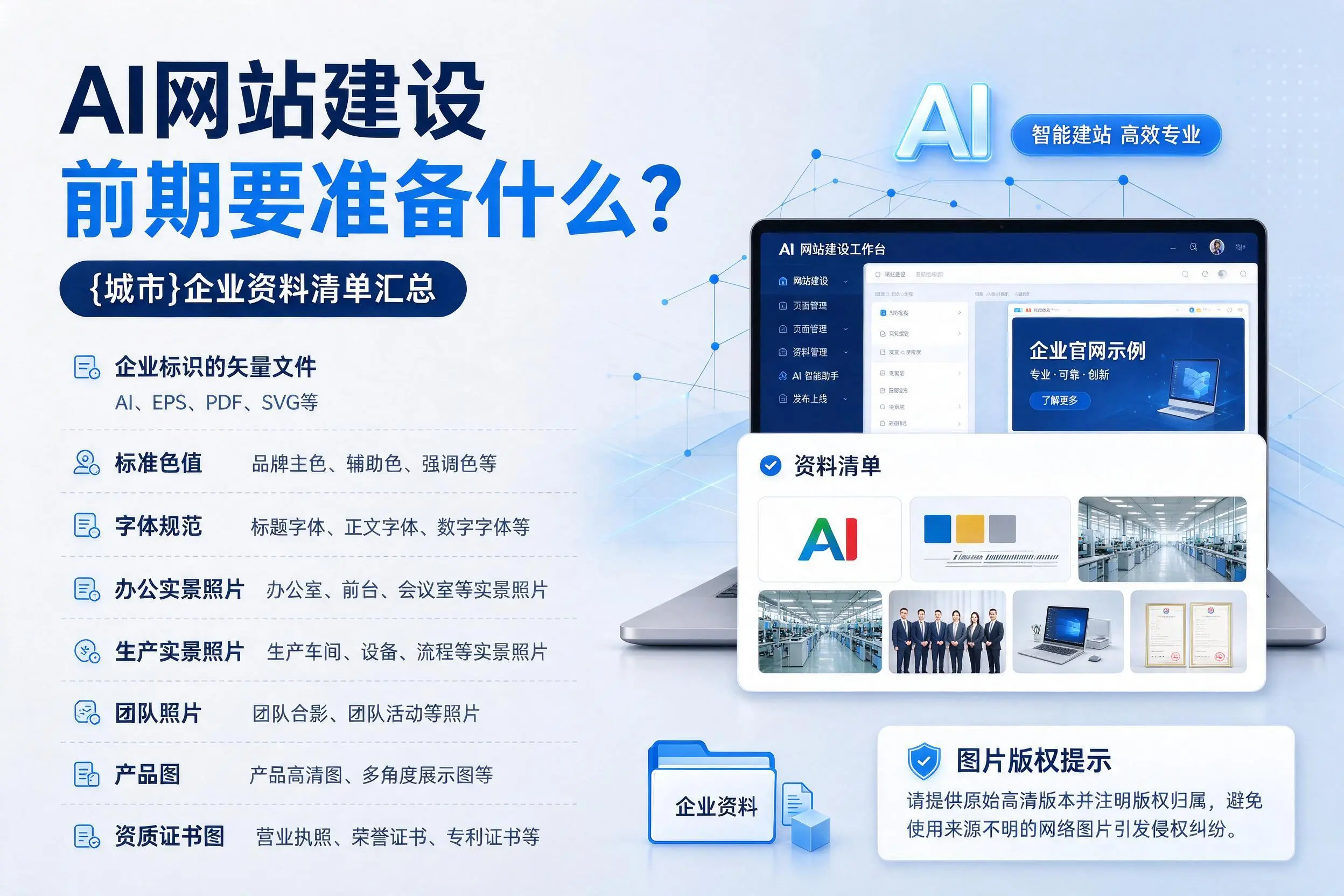 AI网站建设前期要准备什么？万宁企业资料清单汇总